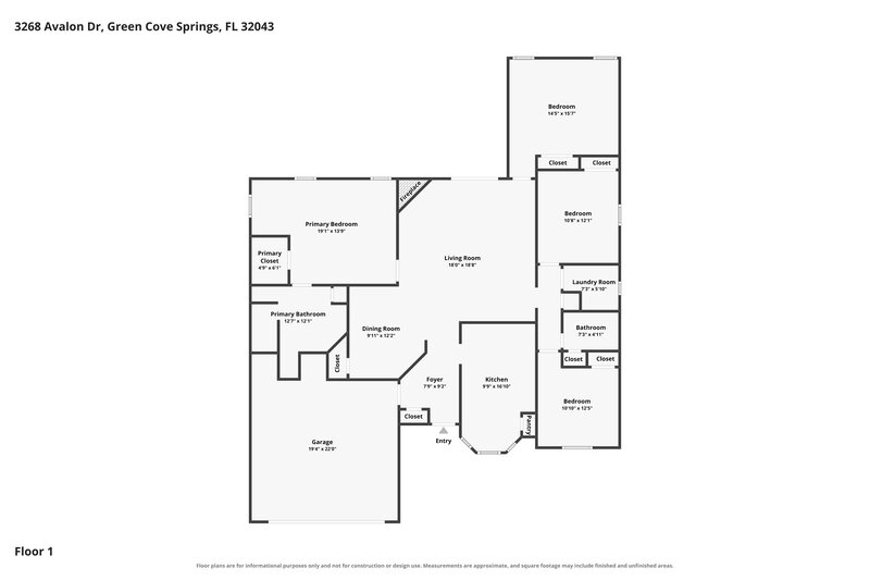 1,950/Mo, 3268 Avalon Dr Green Cove Springs, FL 32043 Floor Plan View