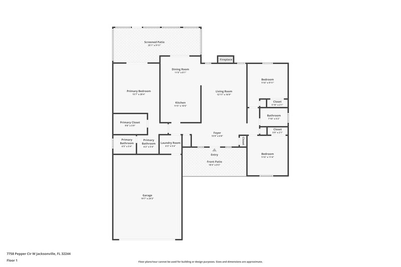 1,675/Mo, 7758 Pepper Cir W. Jacksonville, FL 32244 Floor Plan View
