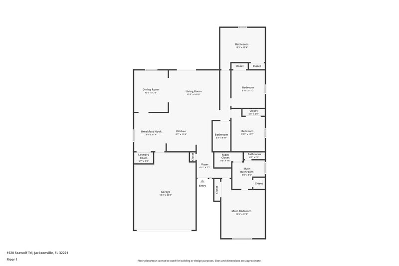 1,750/Mo, 1520 Seawolf Trl Jacksonville, FL 32221 Floor Plan View