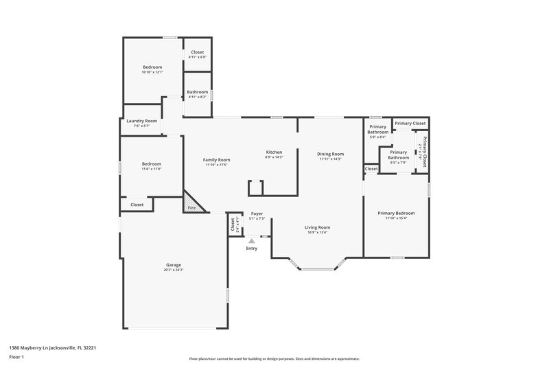 1,915/Mo, 1380 Mayberry Ln Jacksonville, FL 32221 Floor Plan View