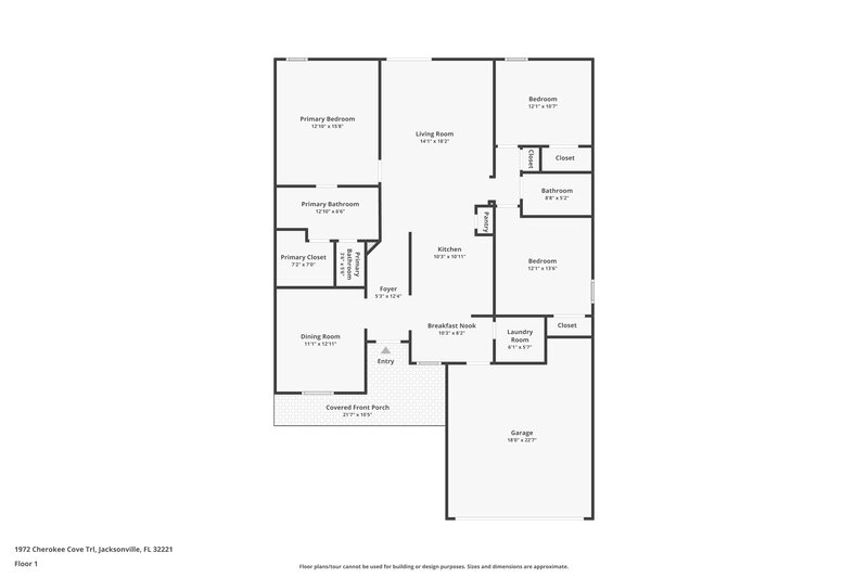 1,745/Mo, 1972 Cherokee Cove Trl Jacksonville, FL 32221 Floor Plan View