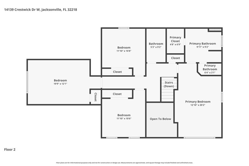 2,400/Mo, 14139 Crestwick Dr W Jacksonville, FL 32218 Floor Plan View 2