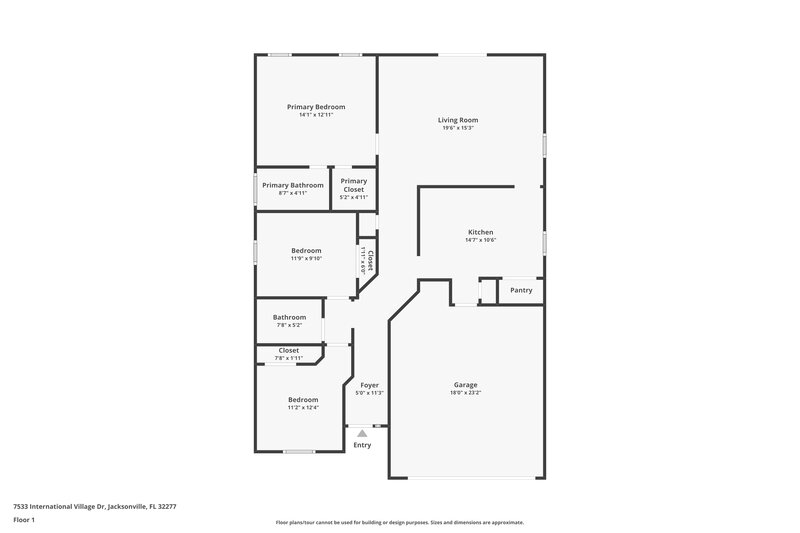 2,160/Mo, 7533 International Village Dr Jacksonville, FL 32277 Floor Plan View