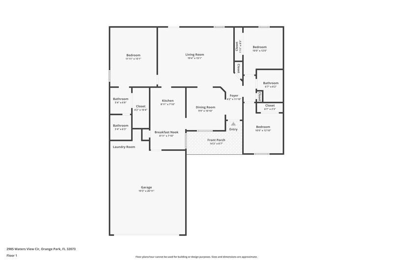 1,875/Mo, 2985 Waters View Cir Orange Park, FL 32073 Floor Plan View