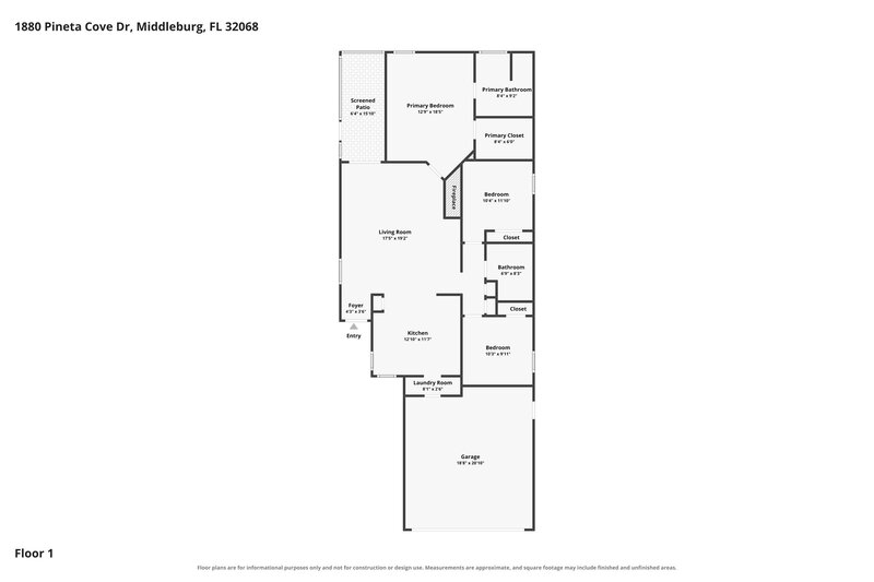 1,895/Mo, 1880 Pineta Cove Drive Middleburg, FL 32068 Floor Plan View