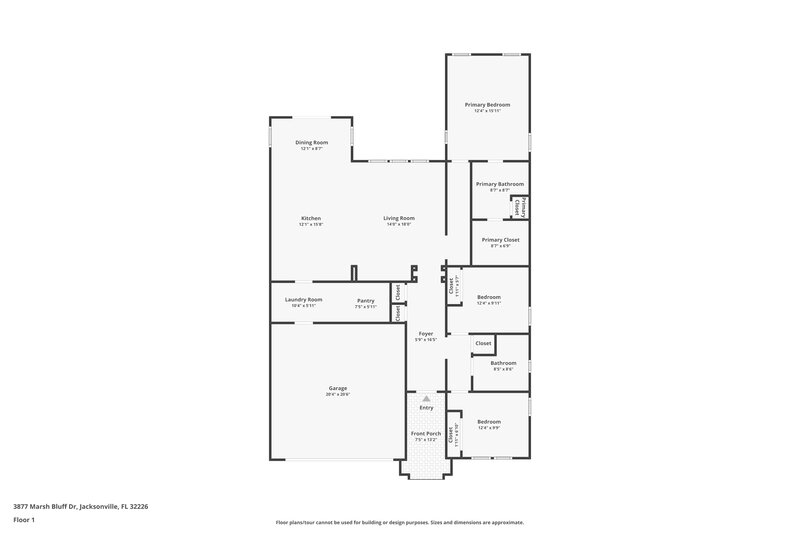 1,745/Mo, 3877 Marsh Bluff Dr Jacksonville, FL 32226 Floor Plan View