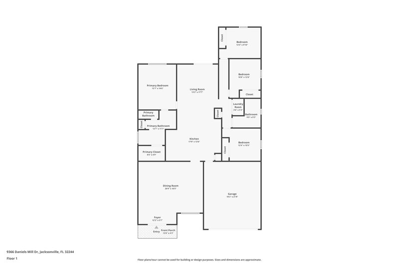 1,890/Mo, 9366 Daniels Mill Dr Jacksonville, FL 32244 Floor Plan View