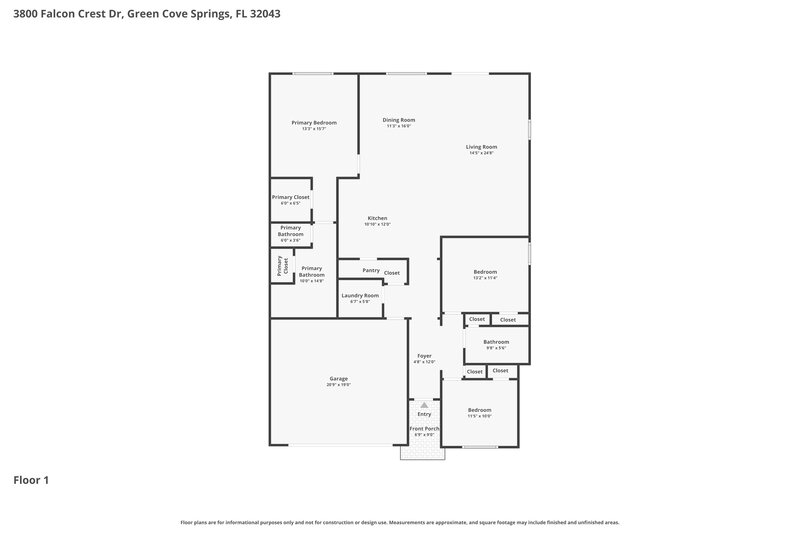 1,960/Mo, 3800 Falcon Crest Dr Green Cove Springs, FL 32043 Floor Plan View