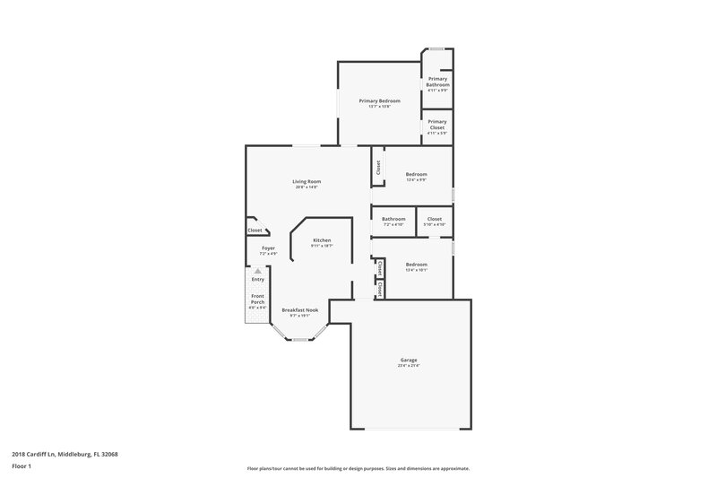 1,720/Mo, 2018 Cardiff Ln Middleburg, FL 32068 Floor Plan View