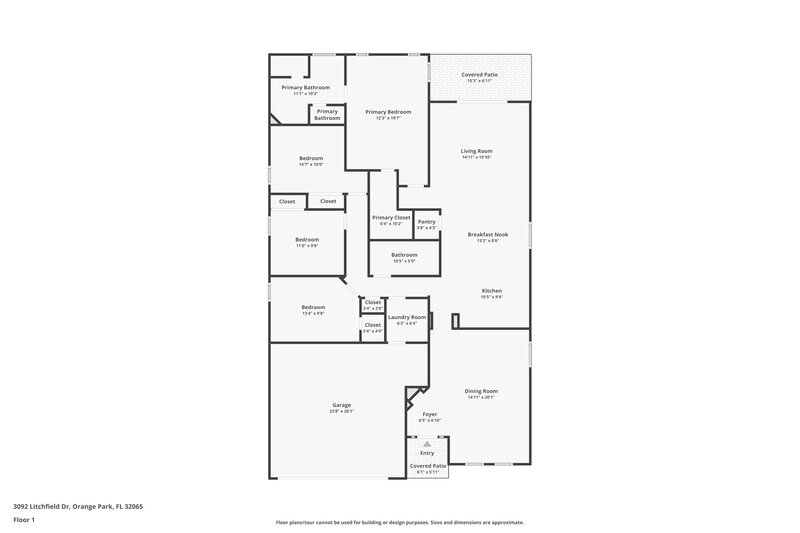 2,050/Mo, 3092 Litchfield Dr Orange Park, FL 32065 Floor Plan View