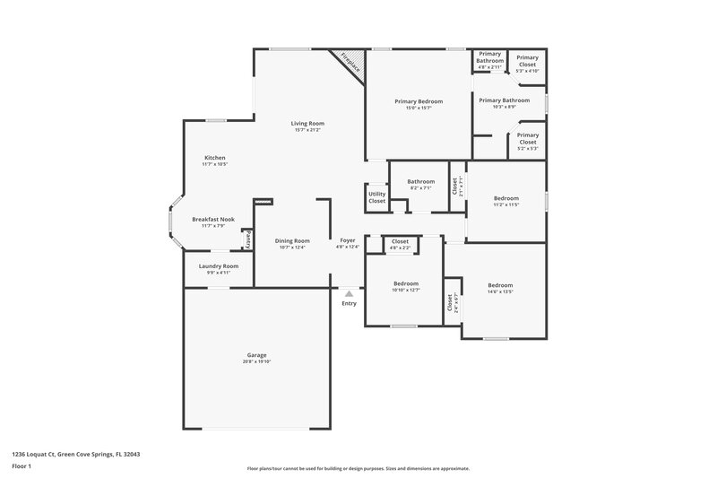 1,700/Mo, 1236 Loquat Ct Green Cove Springs, FL 32043 Floor Plan View