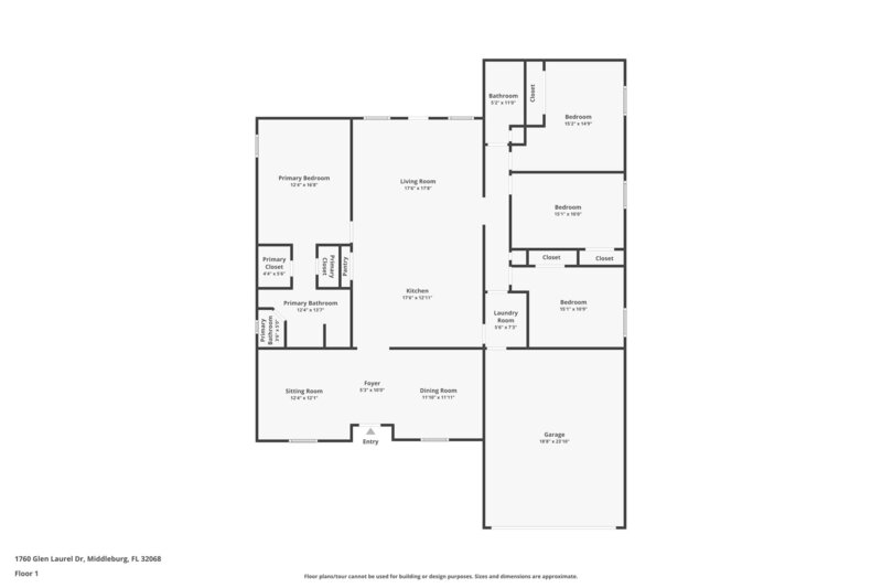 1,850/Mo, 1760 Glen Laurel Dr Middleburg, FL 32068 Floorplan View