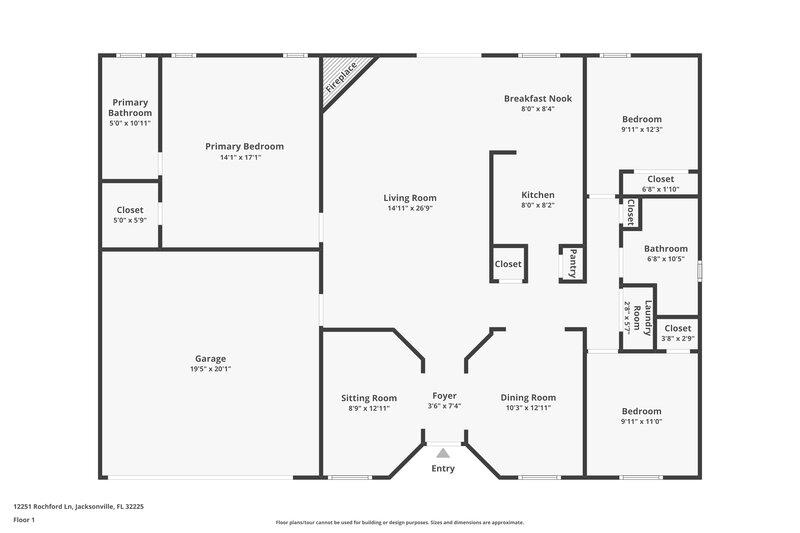 2,150/Mo, 12251 Rochford Ln Jacksonville, FL 32225 Floor Plan View