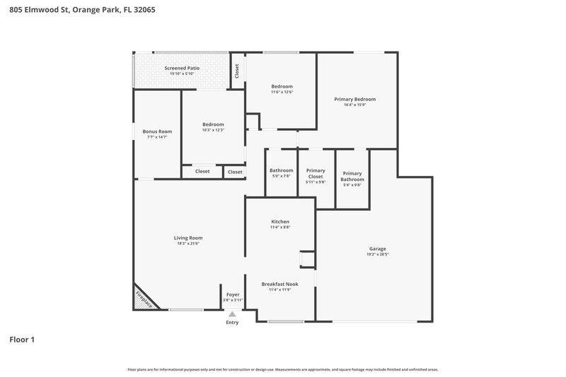 1,910/Mo, 805 Elmwood St Orange Park, FL 32065 Floor Plan View