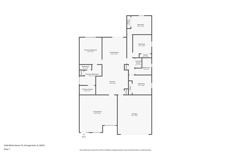 2,200/Mo, 3146 White Heron Trl Orange Park, FL 32073 Floorplan View