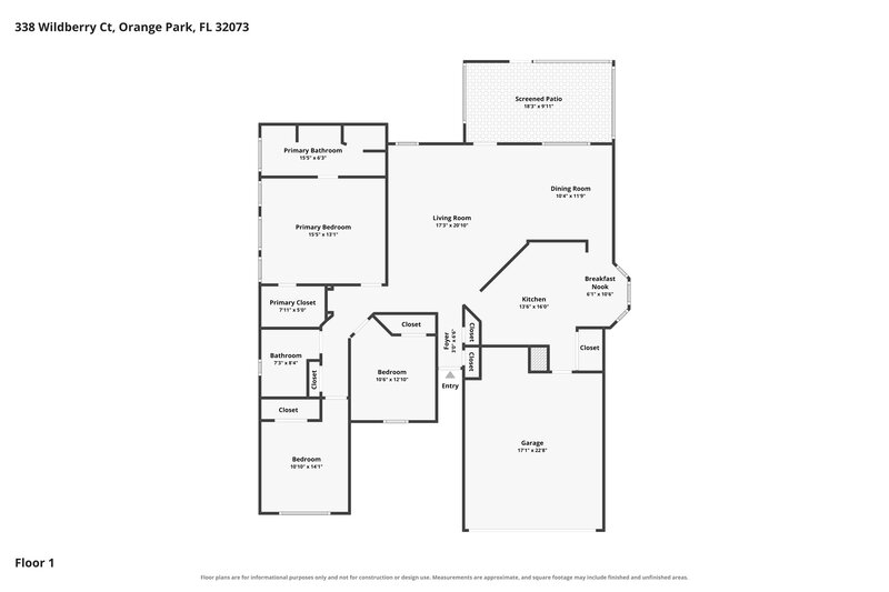 2,005/Mo, 338 Wildberry Ct Orange Park, FL 32073 Floor Plan View