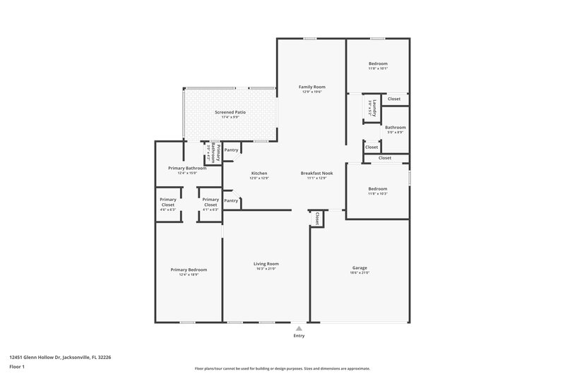 1,935/Mo, 12451 Glenn Hollow Dr Jacksonville, FL 32226 Floorplan View