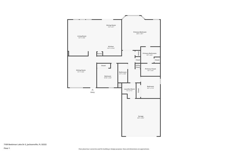 1,745/Mo, 7109 Beekman Lake Dr Jacksonville, FL 32222 Floor Plan View