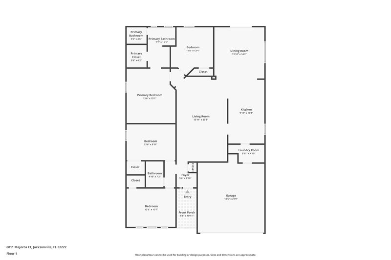1,985/Mo, 6811 Majorca Ct Jacksonville, FL 32222 Floor Plan View