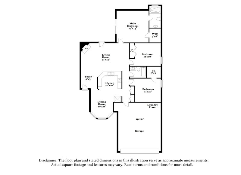 1,750/Mo, 2015 Cardiff Ln Middleburg, FL 32068 Floor Plan View