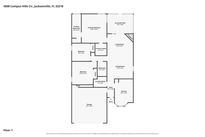 1,875/Mo, 4508 Campus Hills Cir Jacksonville, FL 32218 Floor Plan View