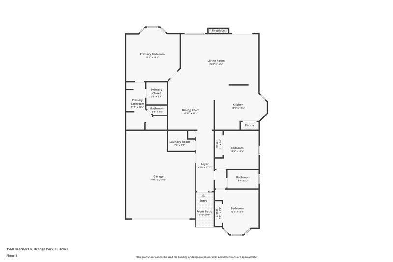 2,020/Mo, 1560 Beecher Ln Orange Park, FL 32073 Floor Plan View