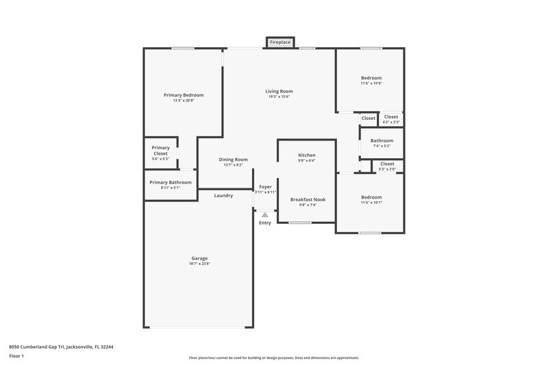 2,270/Mo, 8050 Cumberland Gap Trl Jacksonville, FL 32244 Floor Plan View