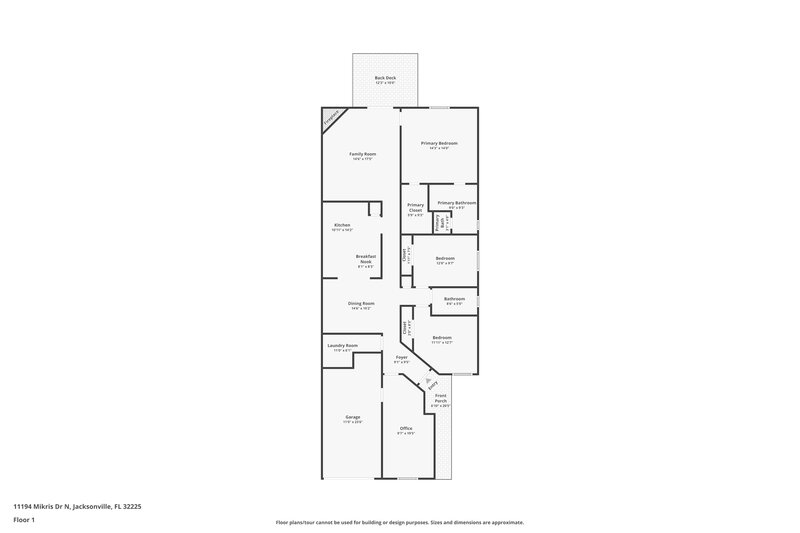 1,980/Mo, 11194 Mikris Dr S Jacksonville, FL 32225 Floor Plan View