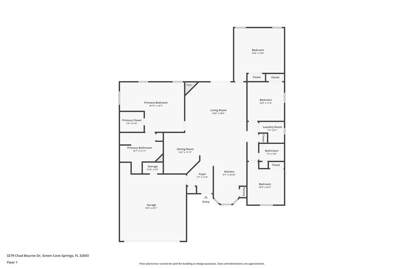 1,970/Mo, 3279 Chad Bourne Dr Green Cove Springs, FL 32043 Floor Plan View
