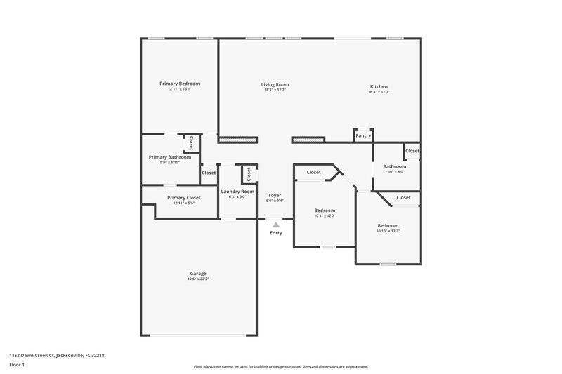 2,045/Mo, 1153 Dawn Creek Ct Jacksonville, FL 32218 Floor Plan View