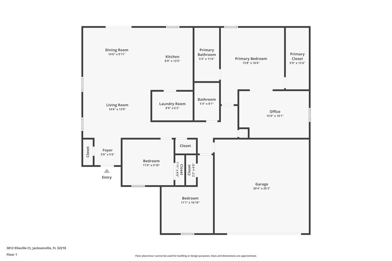 1,840/Mo, 3812 Ellaville Ct Jacksonville, FL 32218 Floor Plan View