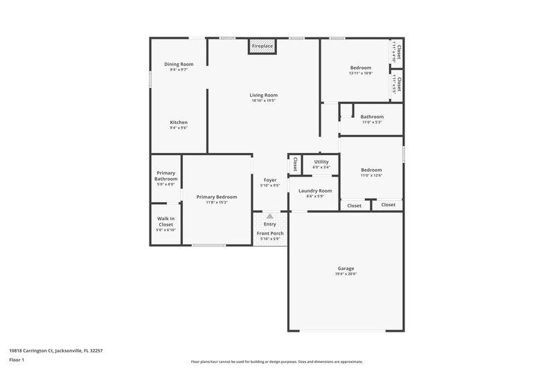 1,950/Mo, 10818 Carrington Ct Jacksonville, FL 32257 Floor Plan View