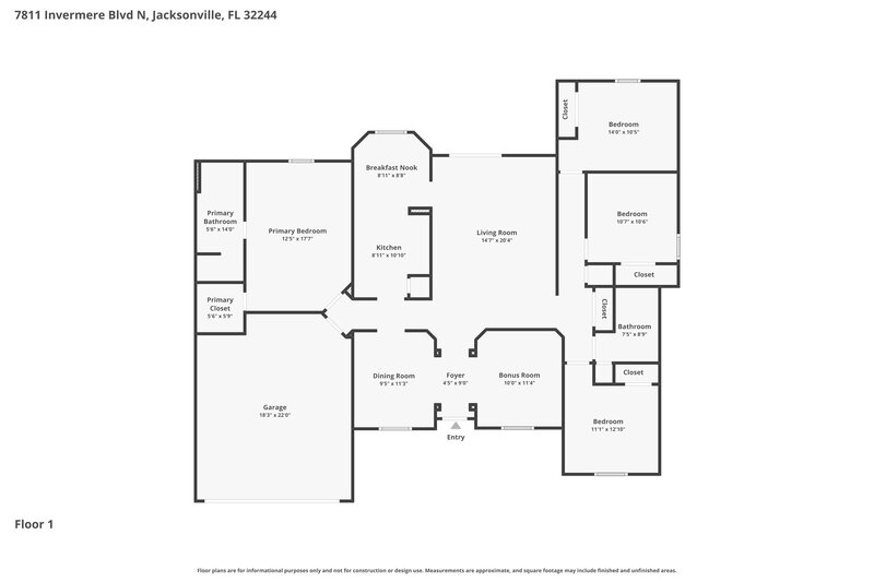 2,130/Mo, 7811 Invermere Blvd N Jacksonville, FL 32244 Floor Plan View