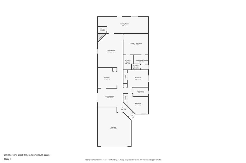 1,990/Mo, 2982 Caroline Crest Dr E Jacksonville, FL 32225 Floorplan View