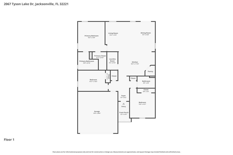 2,000/Mo, 2067 Tyson Lake Dr Jacksonville, FL 32221 Floor Plan View