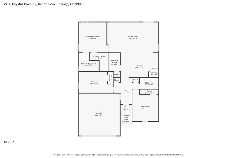 1,840/Mo, 2236 Crystal Cove Dr Green Cove Springs, FL 32043 Floor Plan View