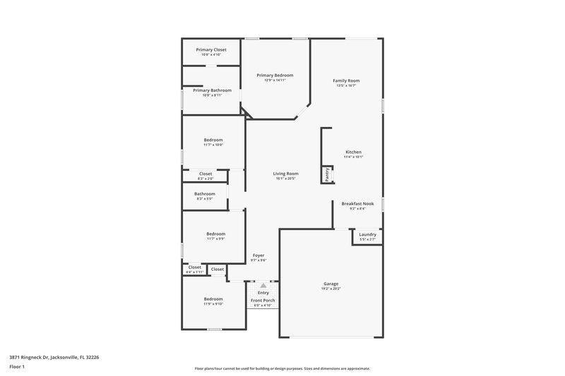 1,870/Mo, 3871 Ringneck Dr Jacksonville, FL 32226 Floor Plan View