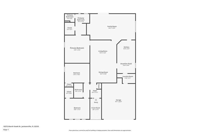 2,000/Mo, 10373 Marsh Hawk Dr Jacksonville, FL 32218 Floor Plan View