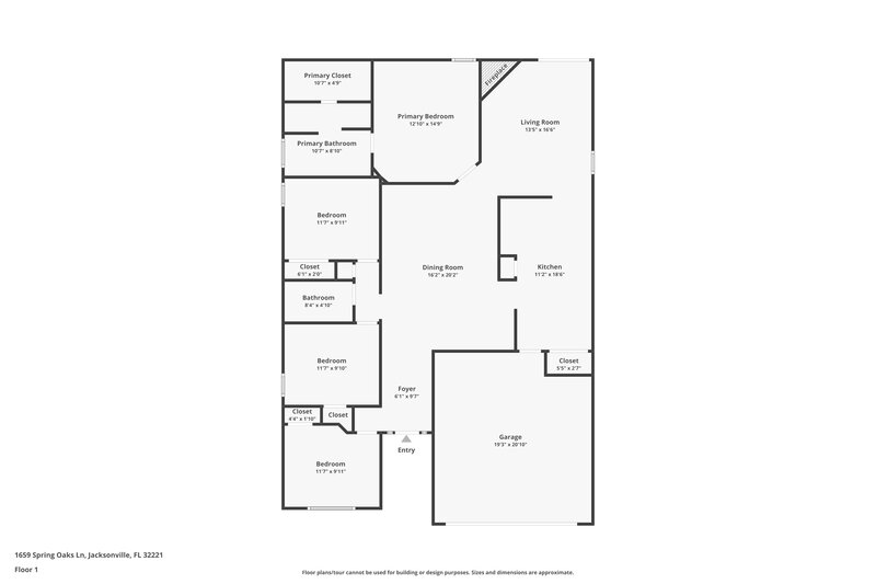 1,830/Mo, 1659 Spring Oaks Ln Jacksonville, FL 32221 Floor Plan View