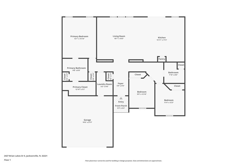 1,720/Mo, 2427 Brian Lakes Dr E Jacksonville, FL 32221 Floor Plan View
