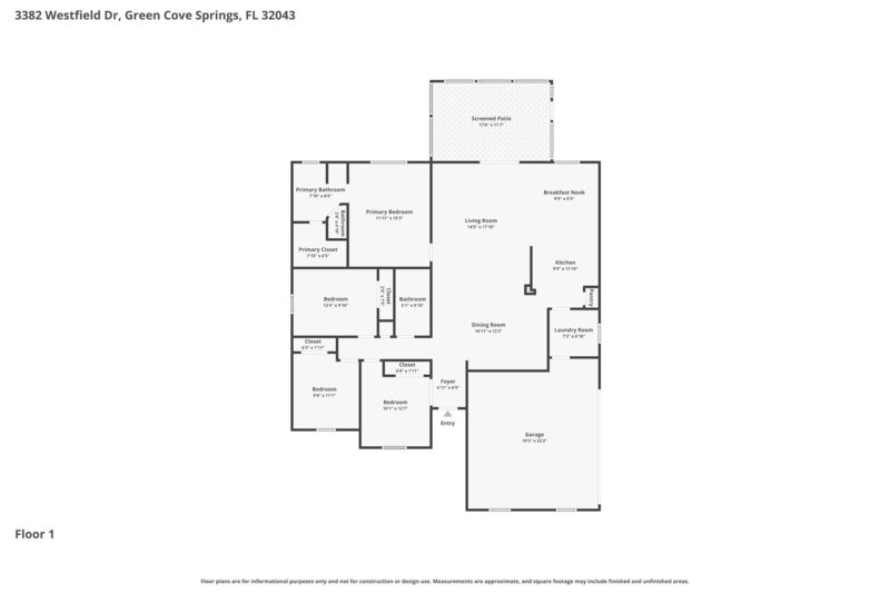 1,890/Mo, 3382 Westfield Dr Green Cove Springs, FL 32043 Floorplan View