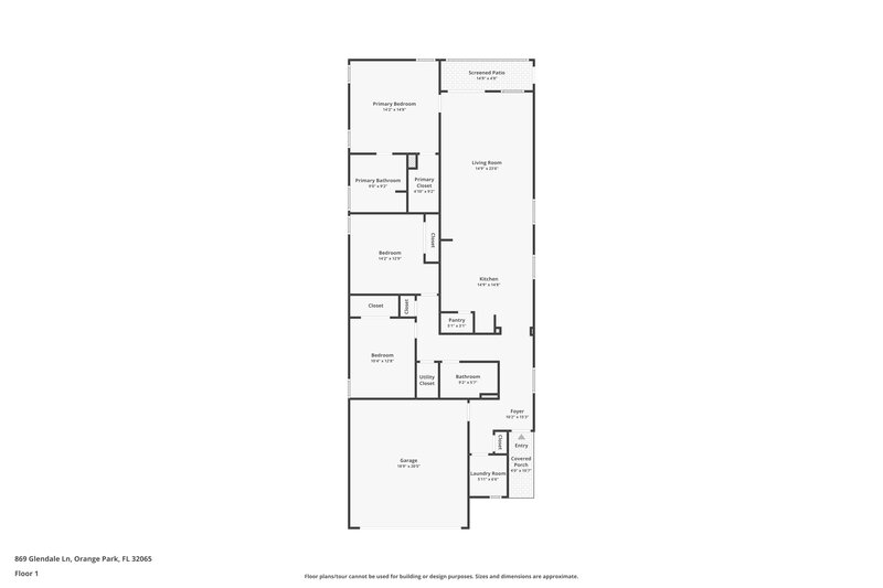2,025/Mo, 869 Glendale Ln Orange Park, FL 32065 Floor Plan View