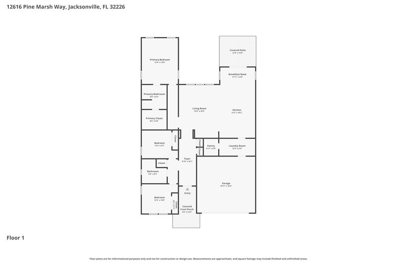 2,080/Mo, 12616 Pine Marsh Way Jacksonville, FL 32226 Floor Plan View