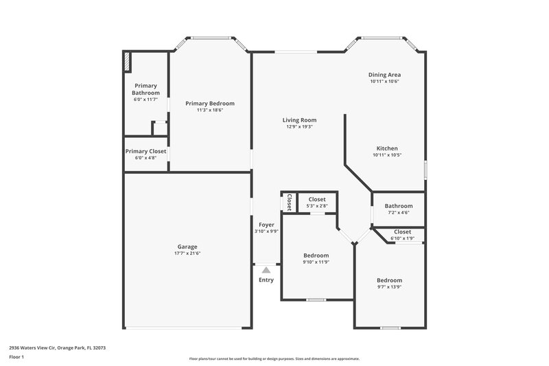 1,665/Mo, 2936 Waters View Cir Orange Park, FL 32073 Floor Plan View