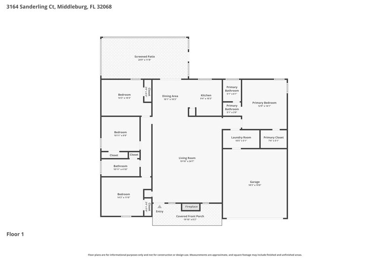 2,115/Mo, 3164 Sanderling Ct Middleburg, FL 32068 Floor Plan View