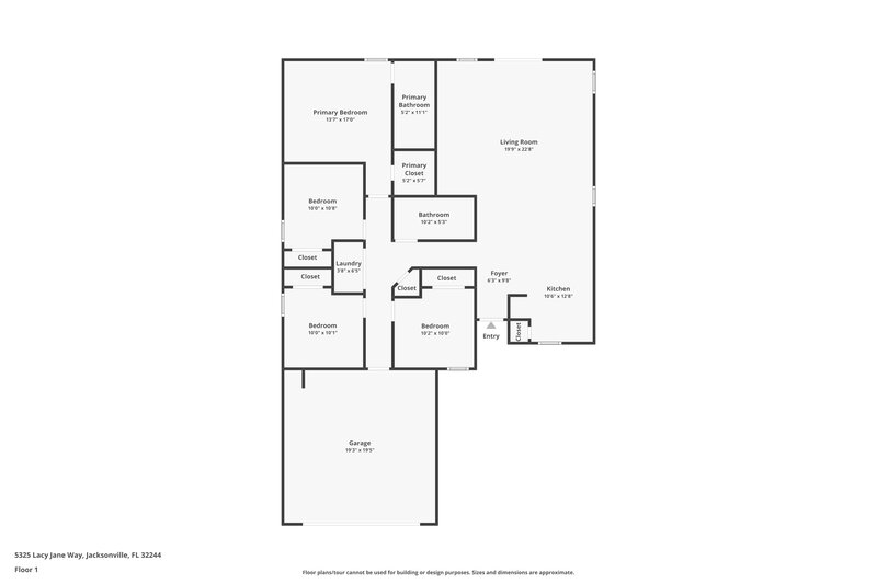 1,845/Mo, 5325 Lacy Jane Way Jacksonville, FL 32244 Floor Plan View