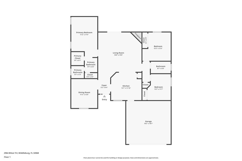 1,670/Mo, 2964 Biloxi Trl Middleburg, FL 32068 Floor Plan View