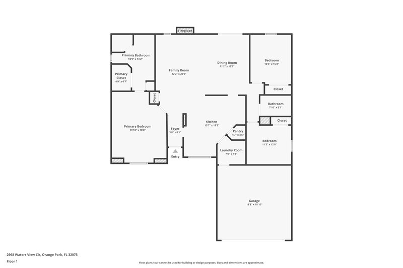 1,670/Mo, 2968 Waters View Cir Orange Park, FL 32073 Floorplan View