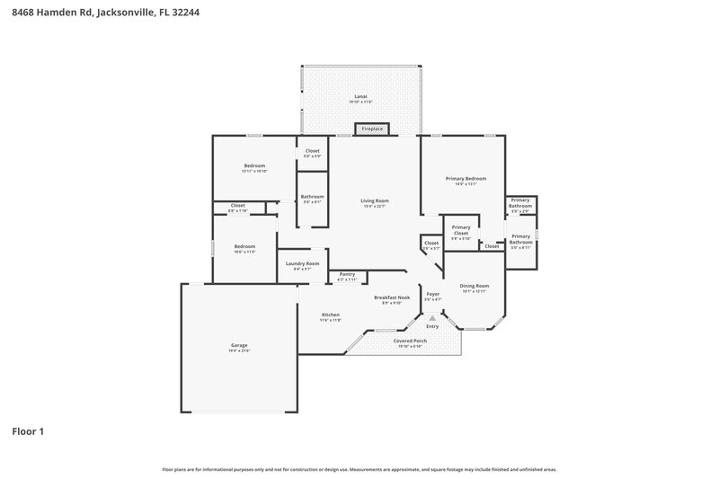 1,955/Mo, 8468 Hamden Rd Jacksonville, FL 32244 Floor Plan View