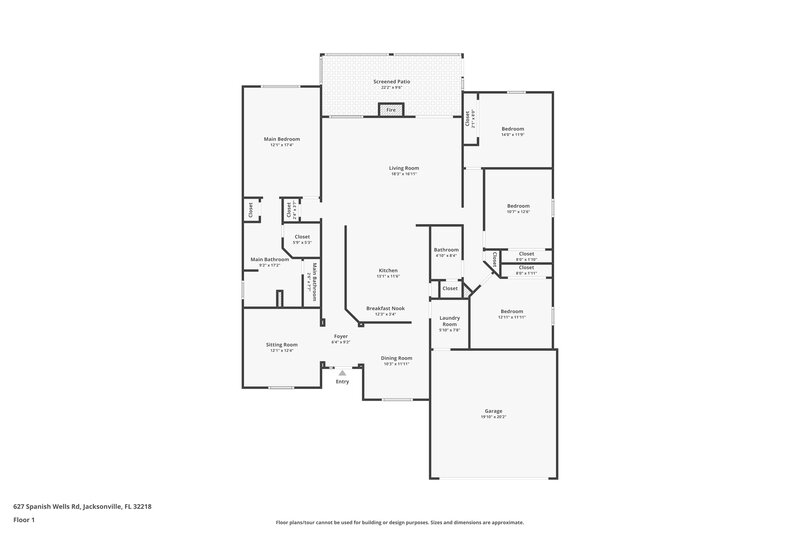 1,940/Mo, 627 Spanish Wells Rd Jacksonville, FL 32218 Floor Plan View
